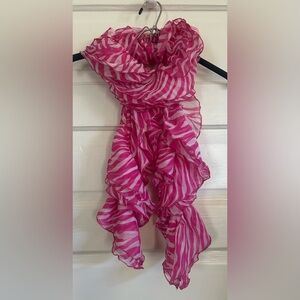 NWOT Fornash Fuchsia Zebra-Print Ruffle Scarf
